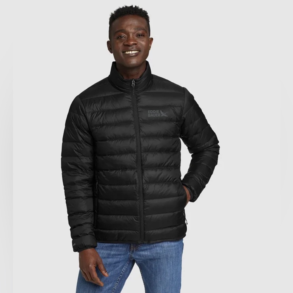 Eddie Bauer Black Quilted Down Jacket Size LT NWT